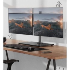 Sta voor twee Ergear EGM3 Monitoren 13-32 inch Verstelbare desktopschouder met handelsfunctie en kabelorganisatie