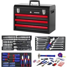 Workpro mechanical tool set with steel-vanadium steel, 408 elements