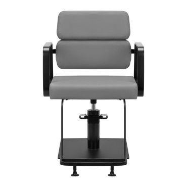 Gabbiano Porto-BM hairdressing chair black gray — front view