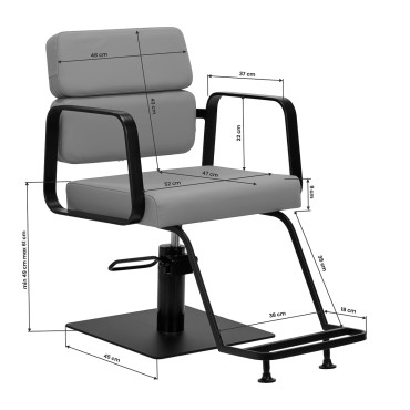 Gabbiano Porto-BM kampaajatuoli harmaan sävyissä mustalla rungolla