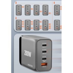 Uoucoo laadija, 200 USB C, 100 W + 100 W, 4 porti, näitus