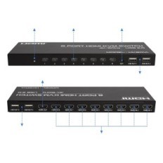 KVM-tätbar switch KS802, 5 V, HDMI, upp till 8 datorer