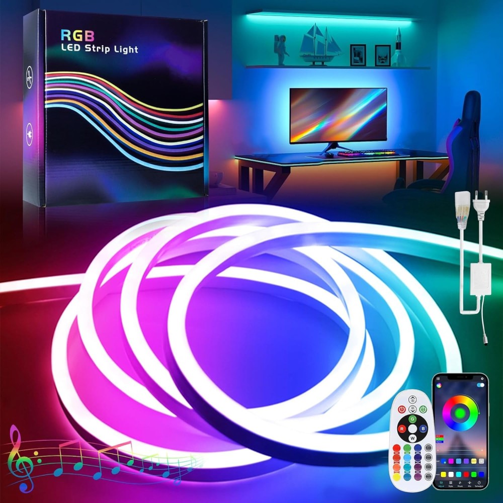 Žádná sada LED Bagzy Multicolor Baga 10m IP65 220V s dálkovým ovládáním pro externí dekorace Vodotěsná RGB páska