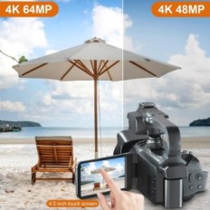 Fotocamera UHD 4K Leqtoniq 64MP con touch screen e microfono