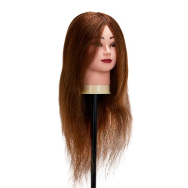 Testa per allenamento parrucchiere Gabbiano WZ1, capelli naturali colore 4, lunghezza 20" — vista frontale