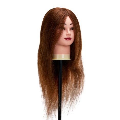Tête d'entraînement coiffure Gabbiano WZ1 en cheveux naturels, couleur 4, 50 cm — vue de face