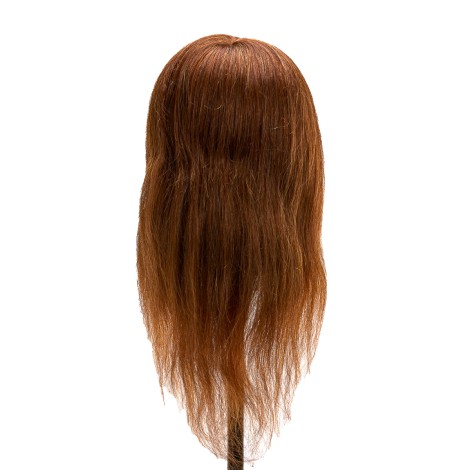 Cabeza de entrenamiento para peluquería Gabbiano WZ1, cabello natural, color 4, longitud 20" — vista trasera