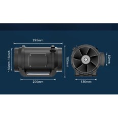 Hg Power 150 mm Tubular vifte, elektrisk, 798 m³ / h Utstilling