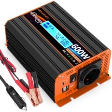 Invertor 600 W 12V na 230V, čistá vlna konverze výkonu s zásuvkou EU