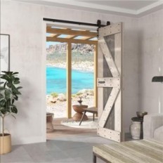 Kit per porte scorrevoli Hoconnie 4ft / 122cm, nero, su 2 porte