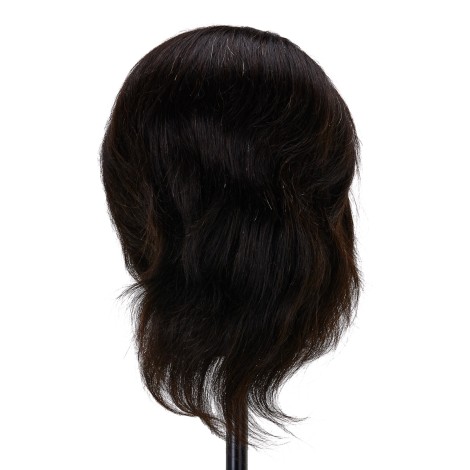 Cabeça de treino Gabbiano WZ3 para cabeleireiro, cabelo natural, cor 1, comprimento 20 cm — vista traseira