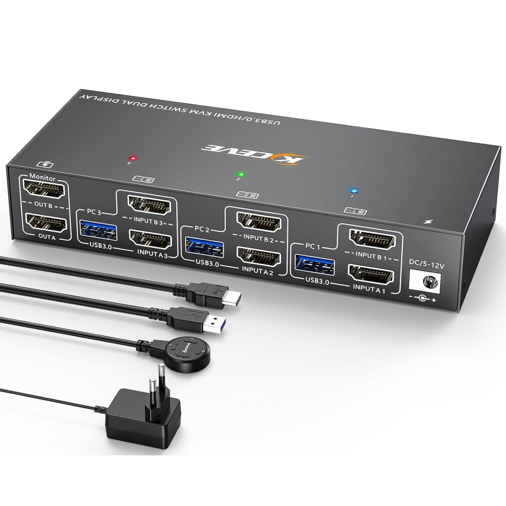Διακόπτης KVM Youtinghdav KC-KVM302AS HDMI, 2 οθόνες έκθεσης