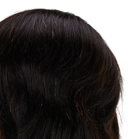 Gabbiano WZ3 Friseur-Übungskopf Naturhaar Farbe 1, Länge 20 cm — Detailaufnahme Kopf