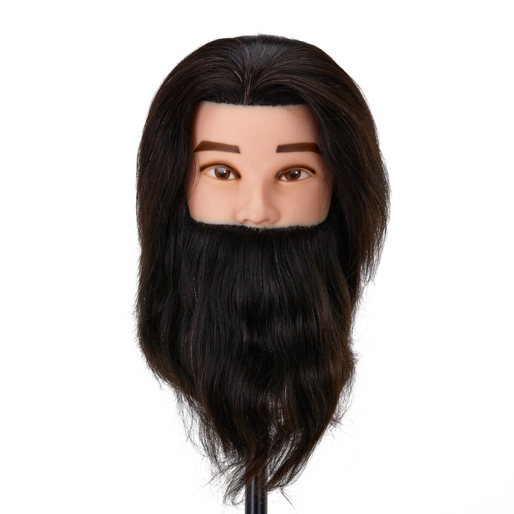 Gabbiano WZ4 Trainingskopf mit Bart, Naturhaar, Farbe 1, Länge 20 cm + 21 cm — Vorderansicht