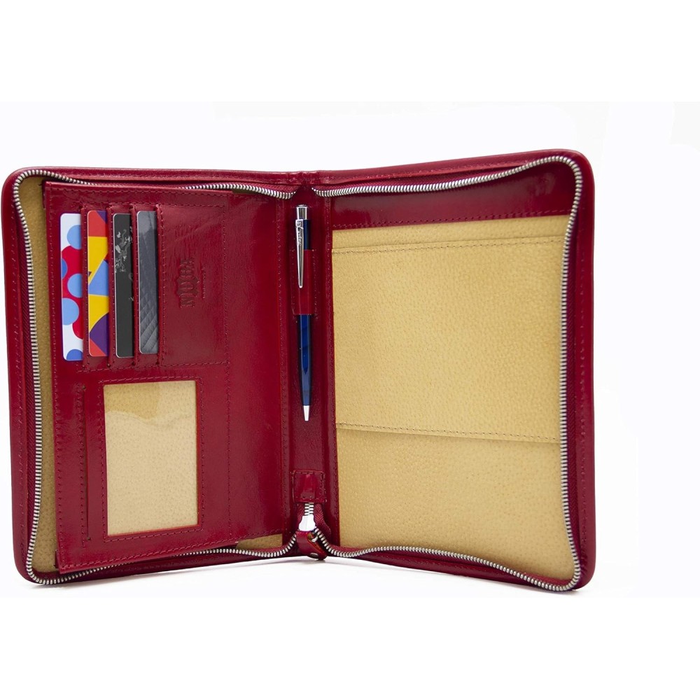 Kožené puzdro pre uzol A5 Notebook Red Elegantný notebook na notebooku s vreckami a spony