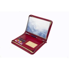 Skórzane etui na notatnik Noda A5 czerwone elegancka okładka na zeszyt z kieszeniami i zapięciem