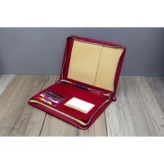 Kožené puzdro pre uzol A5 Notebook Red Elegantný notebook na notebooku s vreckami a spony