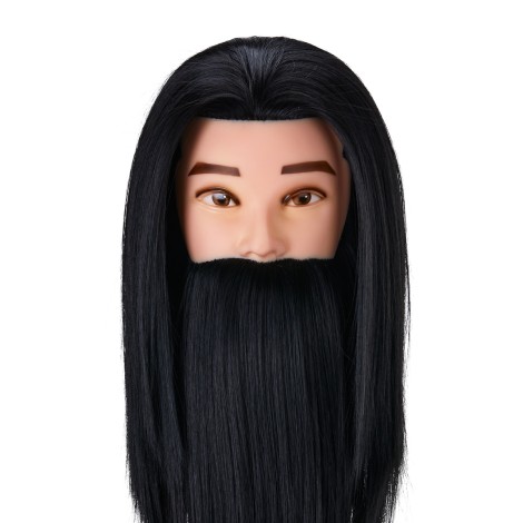 Gabbiano WZ4 träningshuvud med skägg, syntetiskt hår, färg 1, längd 8"+6" — framsida