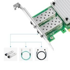 Karta sieciowa HUNTION, dwa porty SFP+, z adapterem