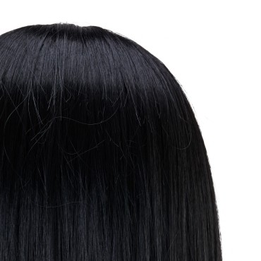 Cabeça de treino Gabbiano WZ4 com barba, cabelo sintético, cor 1, comprimento 8"+6" — close-up da cabeça