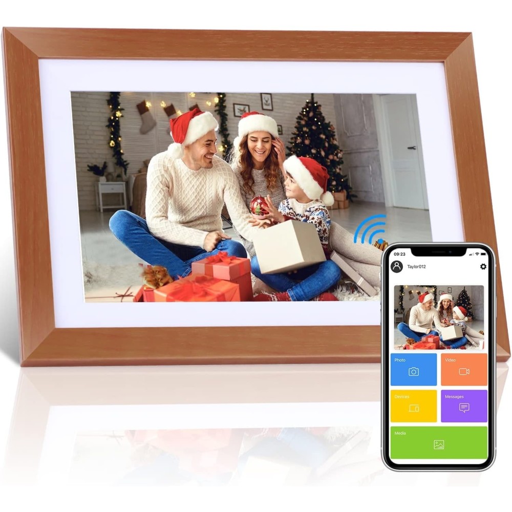 Ψηφιακό Πλαίσιο EyeGle, WiFi, 10,1 ίντσες, USB, ανοιχτό καφέ, ελάττωμα οθόνης, που χρησιμοποιείται