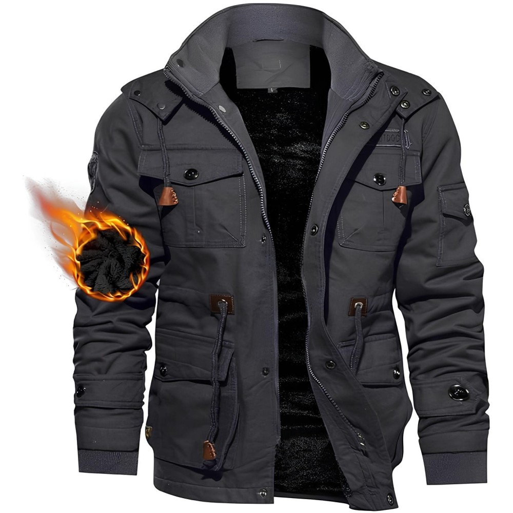 Chaqueta de invierno para hombre Tacvasen Tamaño gris L de la chaqueta al aire libre con capucha y lluvia con capucha