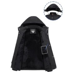 Men's Winter Jacket Tacvasen Gray Size L Warming Outdoor Jacket Hooded Wind and Rain