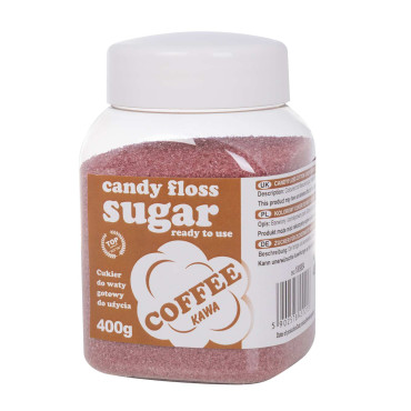 Açúcar colorido para algodão doce marrom com gosto de café 400g