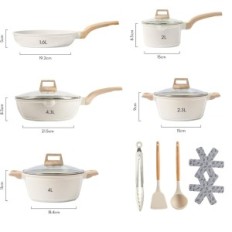 Un ensemble de pots et de vitres, granit blanc, 14 morceaux