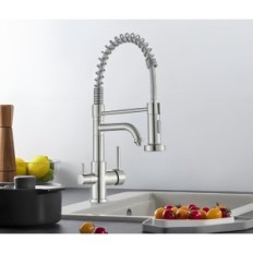 TVTIUO Cuisine Batterie Nickel Robinet élégant brossé avec lavabo de cuisine tournante