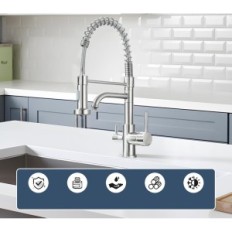 TVTIUO Cuisine Batterie Nickel Robinet élégant brossé avec lavabo de cuisine tournante