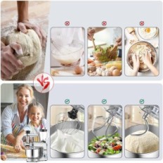 Keuken Robot Homlee 3 in 1, 1800 W, 5,5 L Multifunctionele mixer met blender en vleesmachine