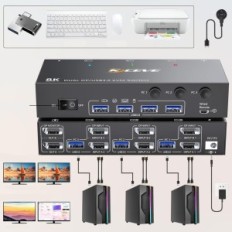 Switch Kvm YotthDav KVM302DP, 2 monitor, 3 computer, USB
