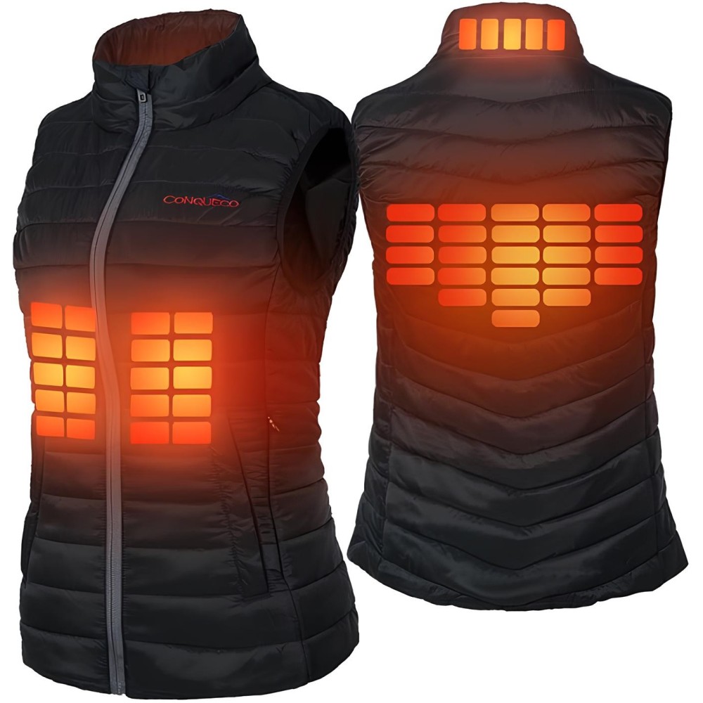 Damesvest verwarmd conqueko, 10000 mAh, zwart, maat L