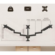 Stand per triplo monitor putorsen, 17-27 pollici