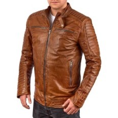 Couro Fape masculino jaqueta, com flange, motociclista, tamanho L, usado