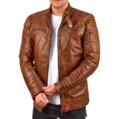 Läder FAPE MEN'S JACKET, med fläns, biker, storlek L, används