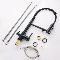 Miscelatore da cucina MogfCt 3in1, ottone, esteso, opaco nero, usato