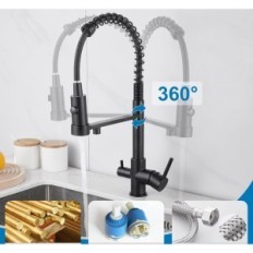 Keukenmixer Mogfct 3in1, Messing, Extended, Black Mat, Gebruikt