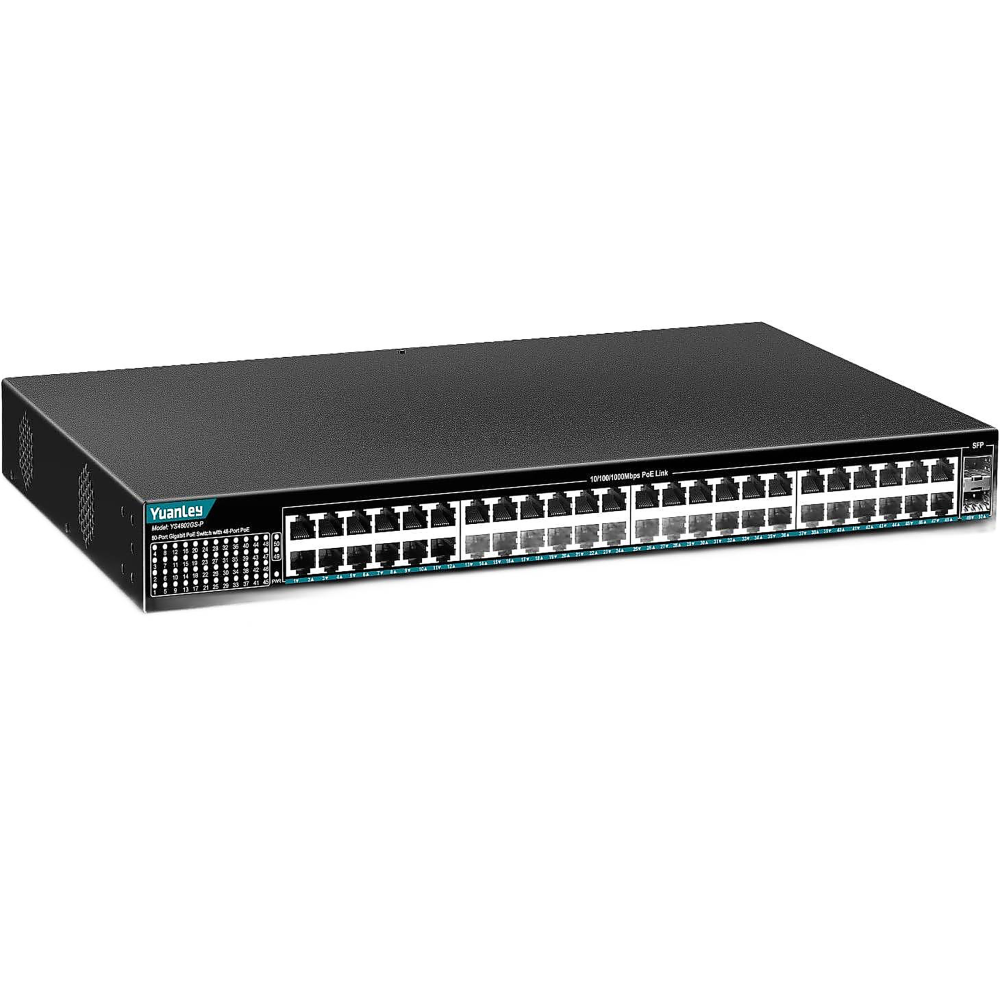 Yuanley 48-port Switch Gigabit PoE, 400W metal, with SFP Uplink 1000Mbps