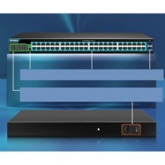 Yuanley 48-Port Switch Gigabit Poe, 400W metal, med SFP Uplink 1000Mbps