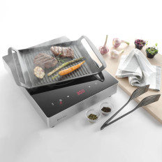 Plaatgrill-lade die wordt gehaald voor inductie Koshen Teflon 39x26cm - HENDI 629130
