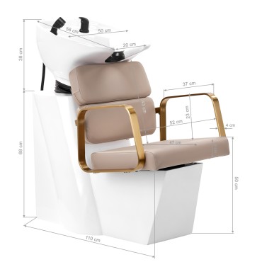 Unidade de Lava-Cabeças Gabbiano Porto-GM bege — vista lateral