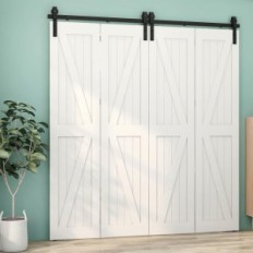 Rail voor schuifdeuren BONIKLUBA 203 cm Zwart, 4 Deur Set 49 cm