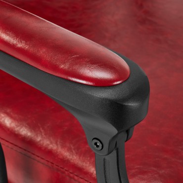 Fauteuil de barbier Président Rouge — gros plan accoudoir