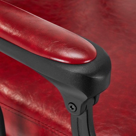 Fauteuil de barbier Président Rouge — gros plan accoudoir
