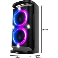 TPBEAT TP-PT-01 Bluetooth 160W kaiutin bassolla, LED-valot ja mikrofoni