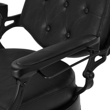 Barber chair President Black — close-up of the armrest