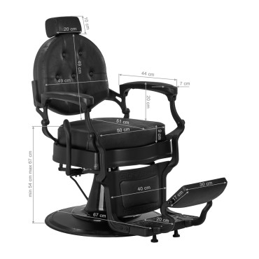 Barberstol President Sort — fra siden