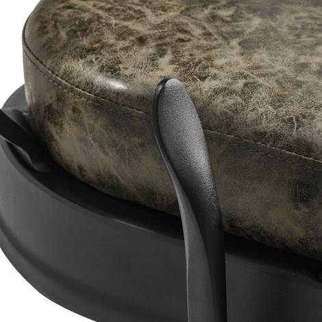Barberarstol President Old Leather Grön — närbild av armstöd